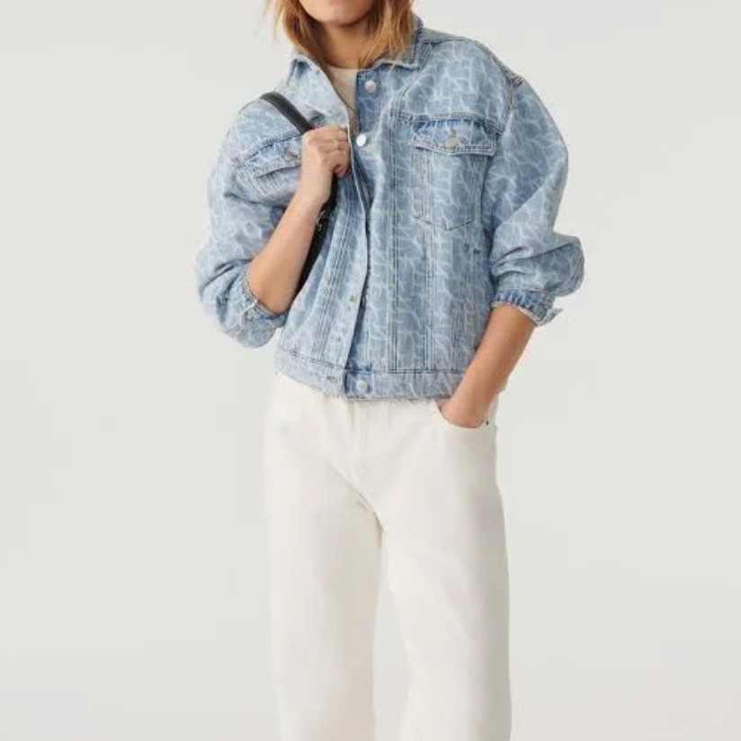Ba&Sh Modney Monogram Denim Jacket
